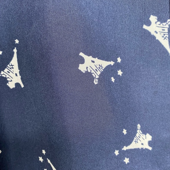 Equipment Navy Blue Button Down Shirt with White Print - Picture 4 of 7